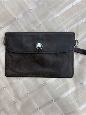 RUDSAK Distressed Grey Leather Clutch Wallet Pouch (Unisex)